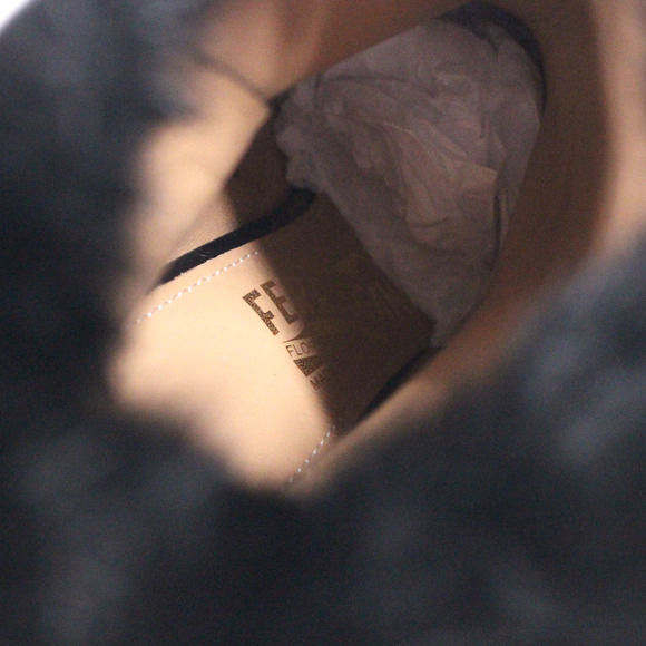 Salvatore Ferragamo Loris Black Leather Rabbit Fur Heeled Ankle Bootie 5.5 Shoes - Picture 5 of 7